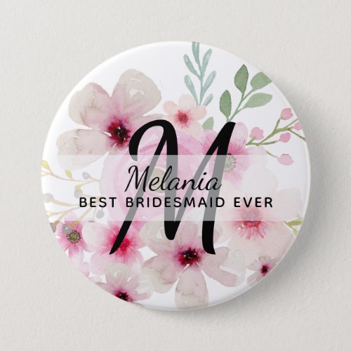 Create Own PINK BLUSH FLORAL BOHO BridalParty Gift Button