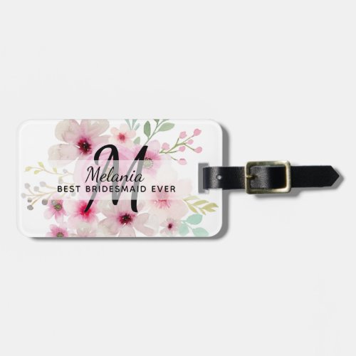 Create Own PINK BLUSH FLORAL BOHO BridalParty Gift Luggage Tag