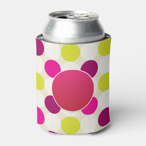 Create Own PINK YellowGreen Polkadot Personalised Can Cooler