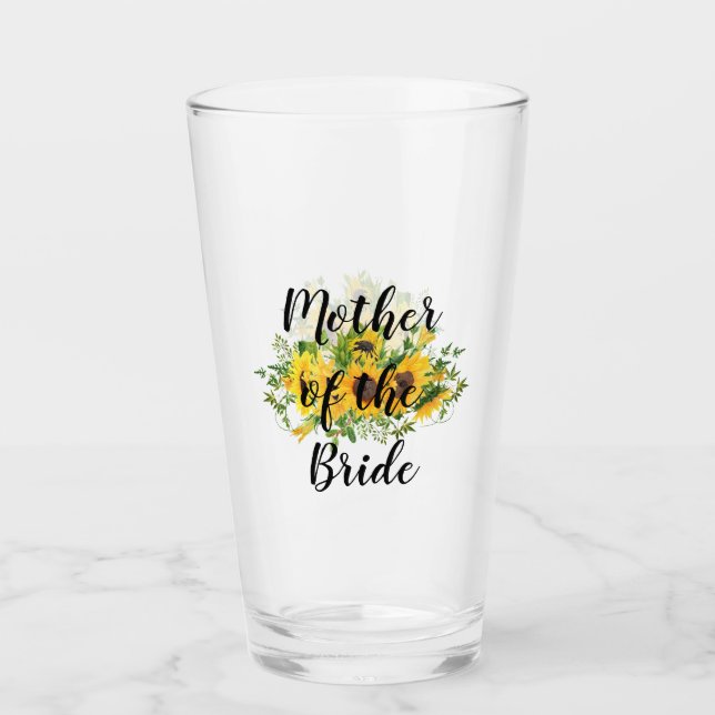 Create Own Sunflower Bridal Party Gifts ADD TEXT Glass (Front)
