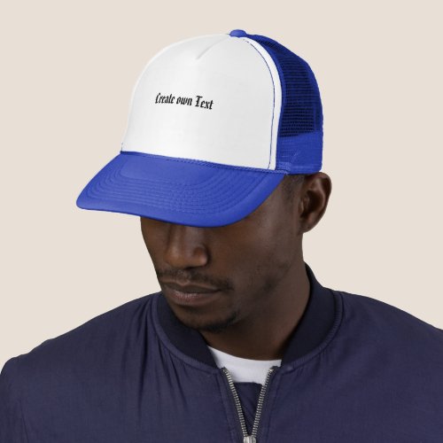 Create own Text Printed White and Royal Color_Cap Trucker Hat