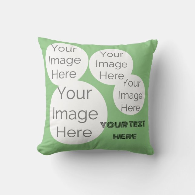 create own Throw Pillow photo text template green (Front)