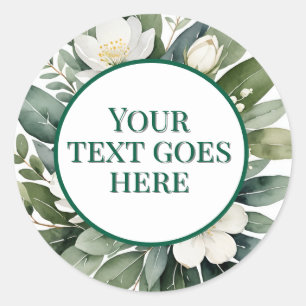 create own wedding sticker white flower eucalyptus