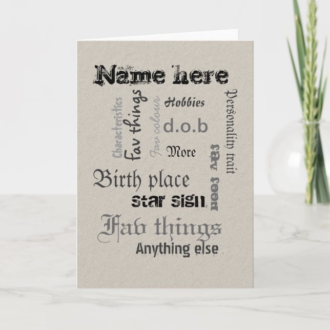 Create own word cloud card with template - paper (Front)