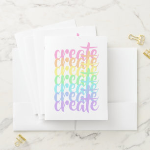 Create Pastel Rainbow Words Pocket Folder