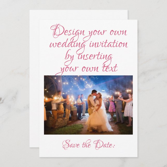 Create | Personalize Your Wedding Own Invitation (Front/Back)