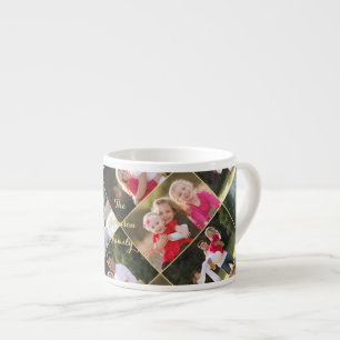 Create Personalized 5 Photo Collage Gold Monogram Espresso Cup