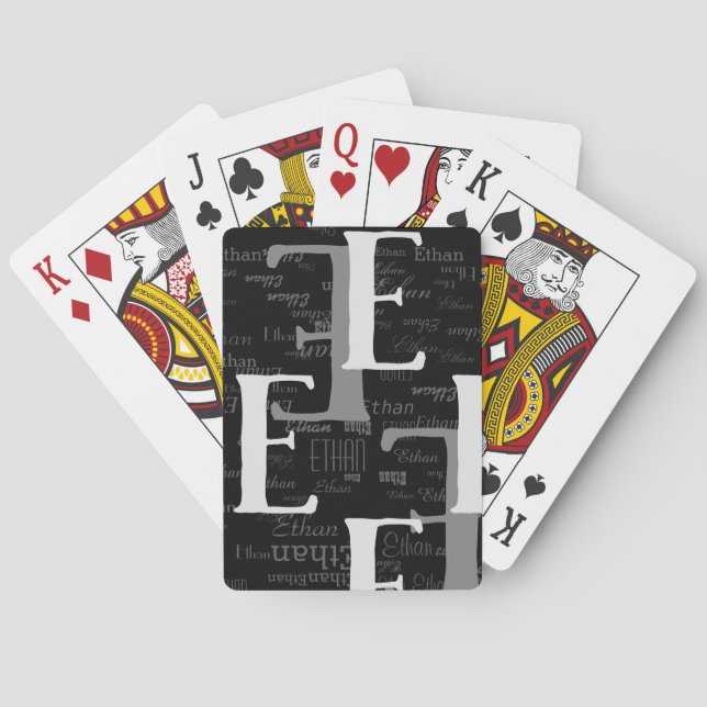 Create Personalized Black Typography Pattern  Poker Cards (Back)