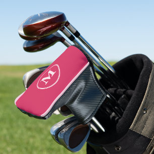 Create Personalized Girly Pink Monogrammed Putter Golf Head Cover