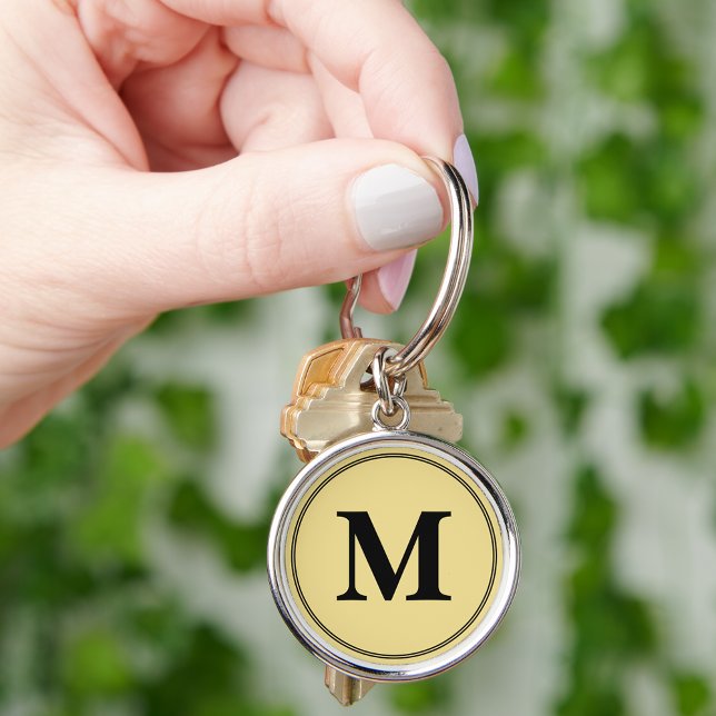 Create Personalized Gold Black Monogram Keychain (Create Personalized Gold Black Monogram Keychain)