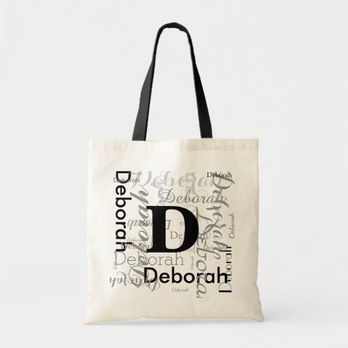 Create personalized name  initial tote bag