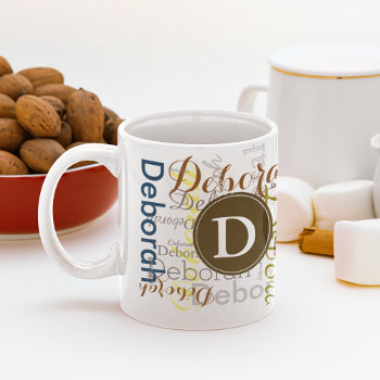 Create Personalized Name & Initial Typography Coffee Mug by mixedworld at Zazzle