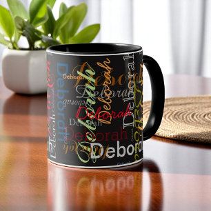 create personalized Name typography black Mug