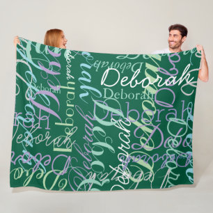 Create Personalized Name Typography dark-green Fleece Blanket