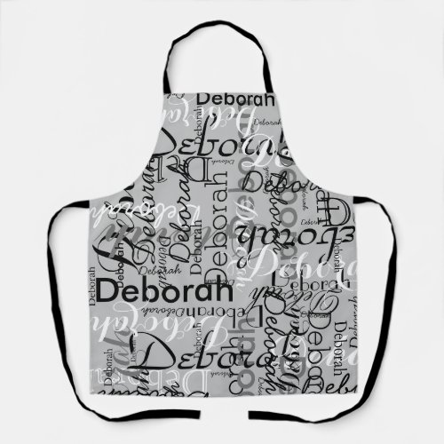 create personalized name typography gray apron