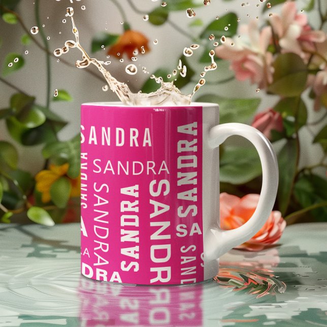 Create Personalized Name Typography Pink Coffee Mug (Creator Uploaded)