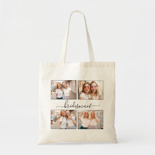 Create Personalized Photo Collage Bridesmaid Tote Bag
