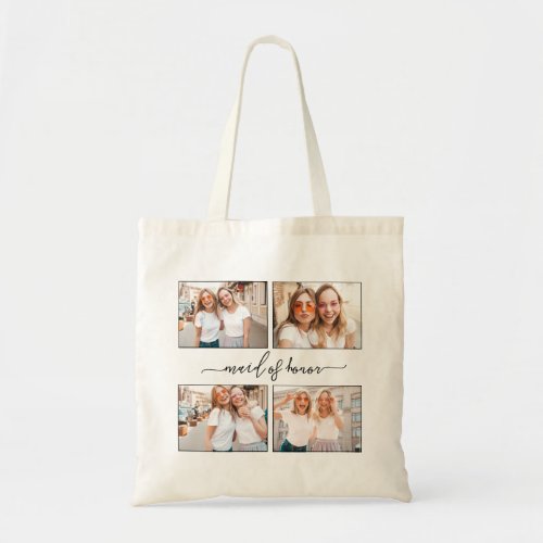 Create Personalized Photo Collage Maid of Honor Tote Bag