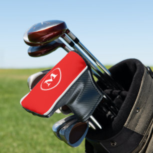 Create Personalized Red White Monogrammed Putter Golf Head Cover