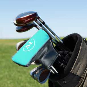 Create Personalized Teal White Monogrammed Putter Golf Head Cover