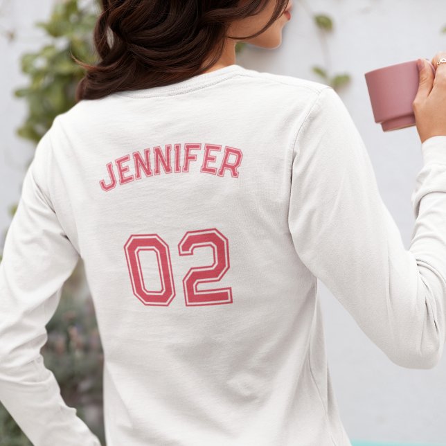 Create Pink Player Name Jersey Number Long Sleeve T-Shirt (Create Pink Player Name Jersey Number Long Sleeve T-Shirt)