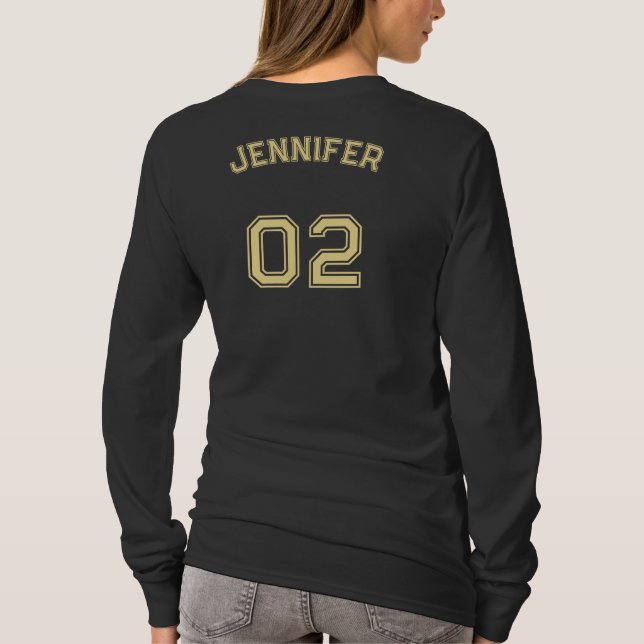 Create Player Name Jersey Number Long Sleeve Black T-Shirt (Back)