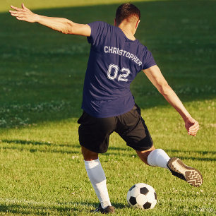 Create Player Name Jersey Number Mens Blue Cotton T-Shirt