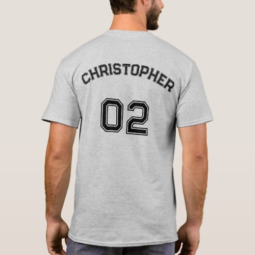 Create Player Name Jersey Number Mens Gray Cotton T_Shirt