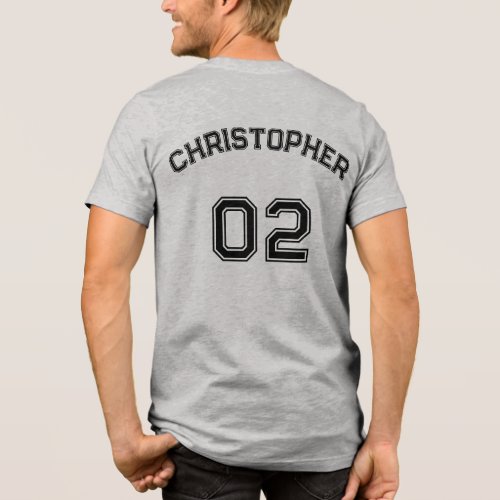 Create Player Name Jersey Number Mens Gray Cotton Tri_Blend Shirt