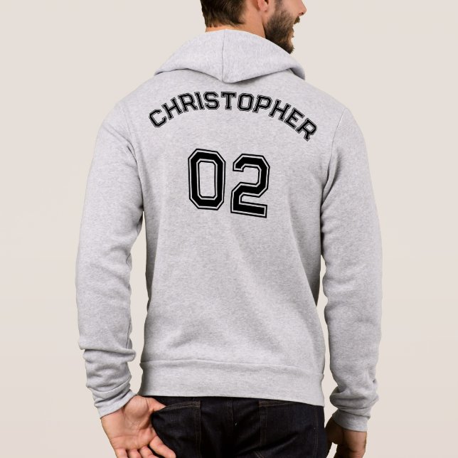 Create Player Name Jersey Number Mens Soft Relaxed Hoodie (Back)