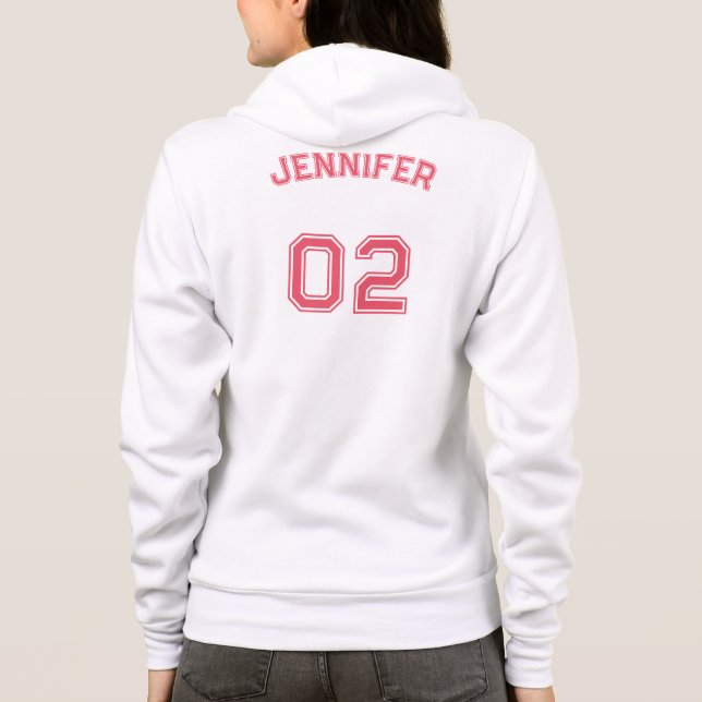 Create Player Name Jersey Number Womens Full Zip Hoodie (Back)