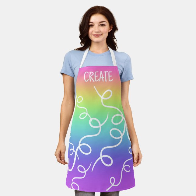 CREATE Rainbow Gradient Swirls Apron (Worn)