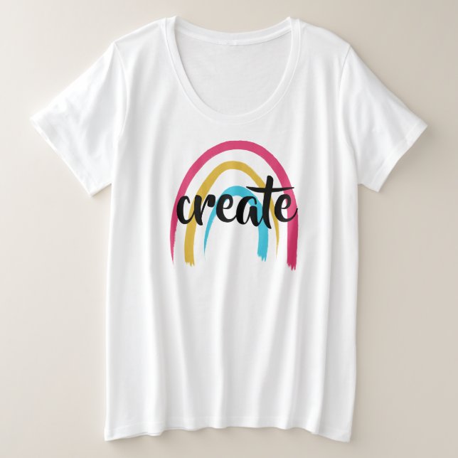 Create Rainbow Women's Plus Size T-Shirt (Design Front)