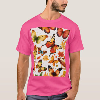 Create seamless autumn butterflies tshirt design