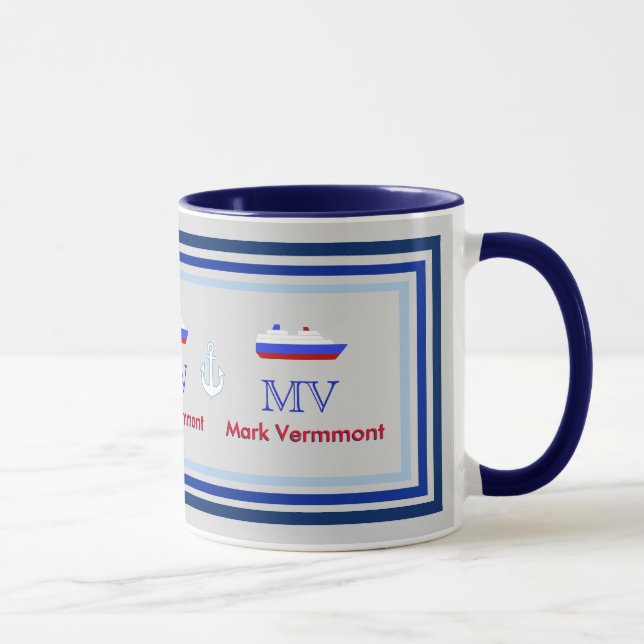 create ship captain personalized blue mug (Right)