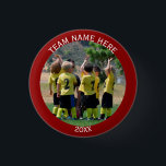 Create Sports Team Photo Button<br><div class="desc">Customize and personalize this photo button with the photo of your favorite sports team. Place a square team photo of the baseball, softball, basketball soccer, football, hockey in place of the template photo.Add the name of the team at the top and date at the bottom. Choose the shape or size...</div>