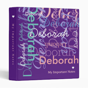 Create stylish purple color modern typography 3 ring binder