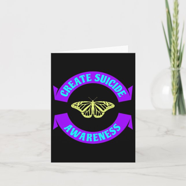 Create Suicide Awareness Ribbon Butterfly Novelty  Card (Front)