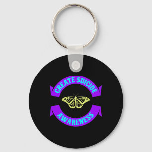 Create Suicide Awareness Ribbon Butterfly Novelty Keychain