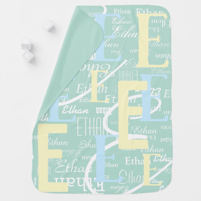 Create Teal Boy Blanket with his name (In Situ)