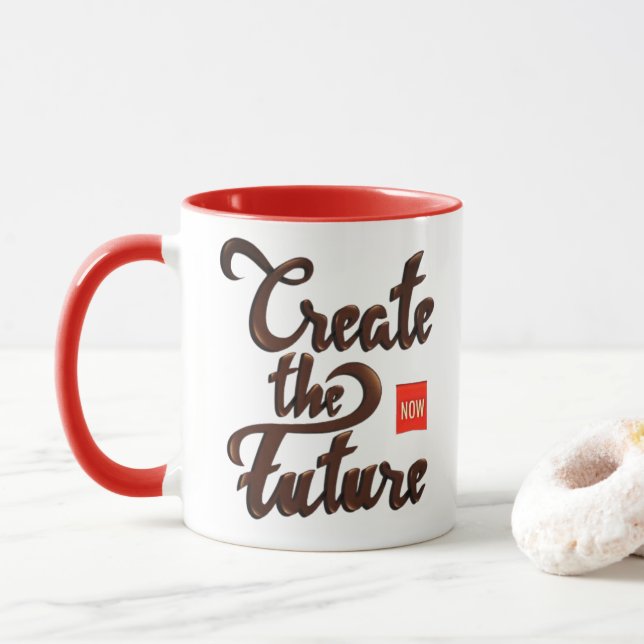 Create The Future Now - Vintage Quote Mug (With Donut)