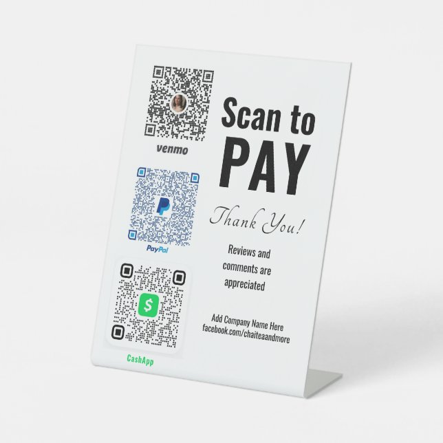 Create Venmo Custom Business Pay Here Sign (Front)