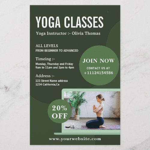 Create you own Yoga Instructor Studio Classes Flyer