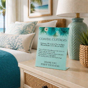 Create Your Beach Guest House Rental Rules Pedestal Sign