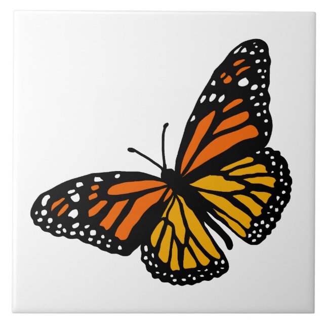 Create Your Bkgnd Color Monarch Butterfly Tile (Front)