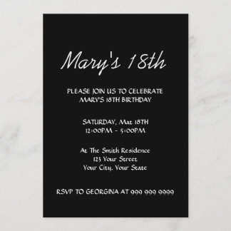 Create Your Black 18th Birthday Invitation