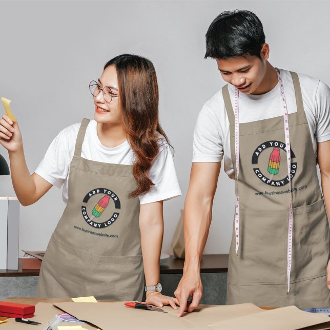 Create Your Business Logo Brand Manager Adult Apron (Business Logo and Corporate Website Apron)