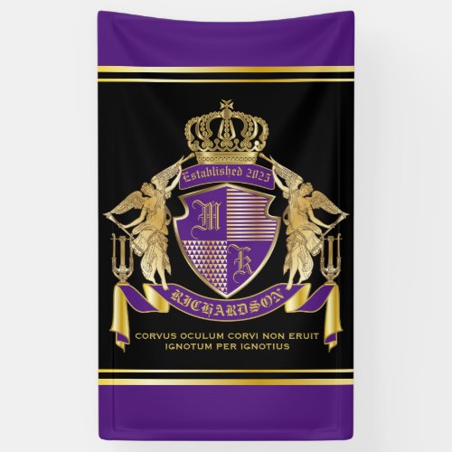 Create Your Coat of Arms Purple Gold Angel Emblem Banner