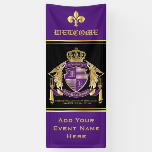 Create Your Coat of Arms Purple Gold Angel Emblem Banner