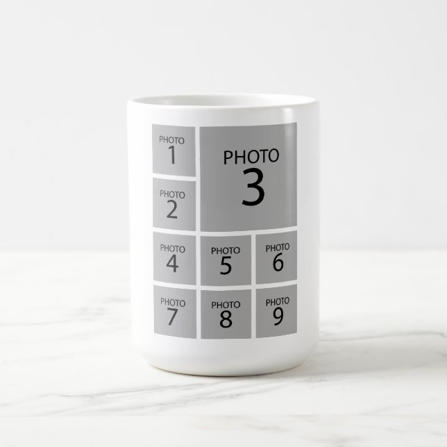 Create your collage Personalized  template 9 PHOTO Coffee Mug (Center)